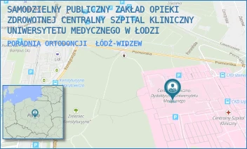 PORADNIA ORTODONCJI - SAMODZIELNY PUBLICZNY ZAKŁAD OPIEKI ZDROWOTNEJ CENTRALNY SZPITAL KLINICZNY UNIWERSYTETU MEDYCZNEGO W ŁODZI - UL. POMORSKA 251,  ŁÓDŹ-WIDZEW