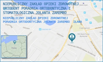 NIEPUBLICZNY ZAKŁAD OPIEKI ZDROWOTNEJ PORADNIA ORTODONTYCZNA JOLANTA ZAREMBO - INDYWIDUALNA SPECJALISTYCZNA PRAKTYKA STOMATOLOGICZNA JOLANTA ZAREMBO - GDAŃSKA 5A/47, IŁAWA